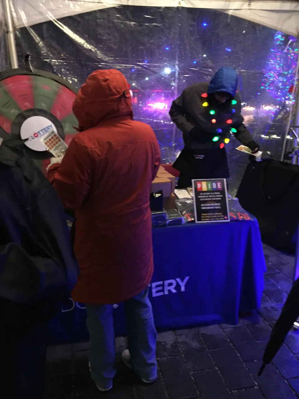 Player spinning the prize wheel