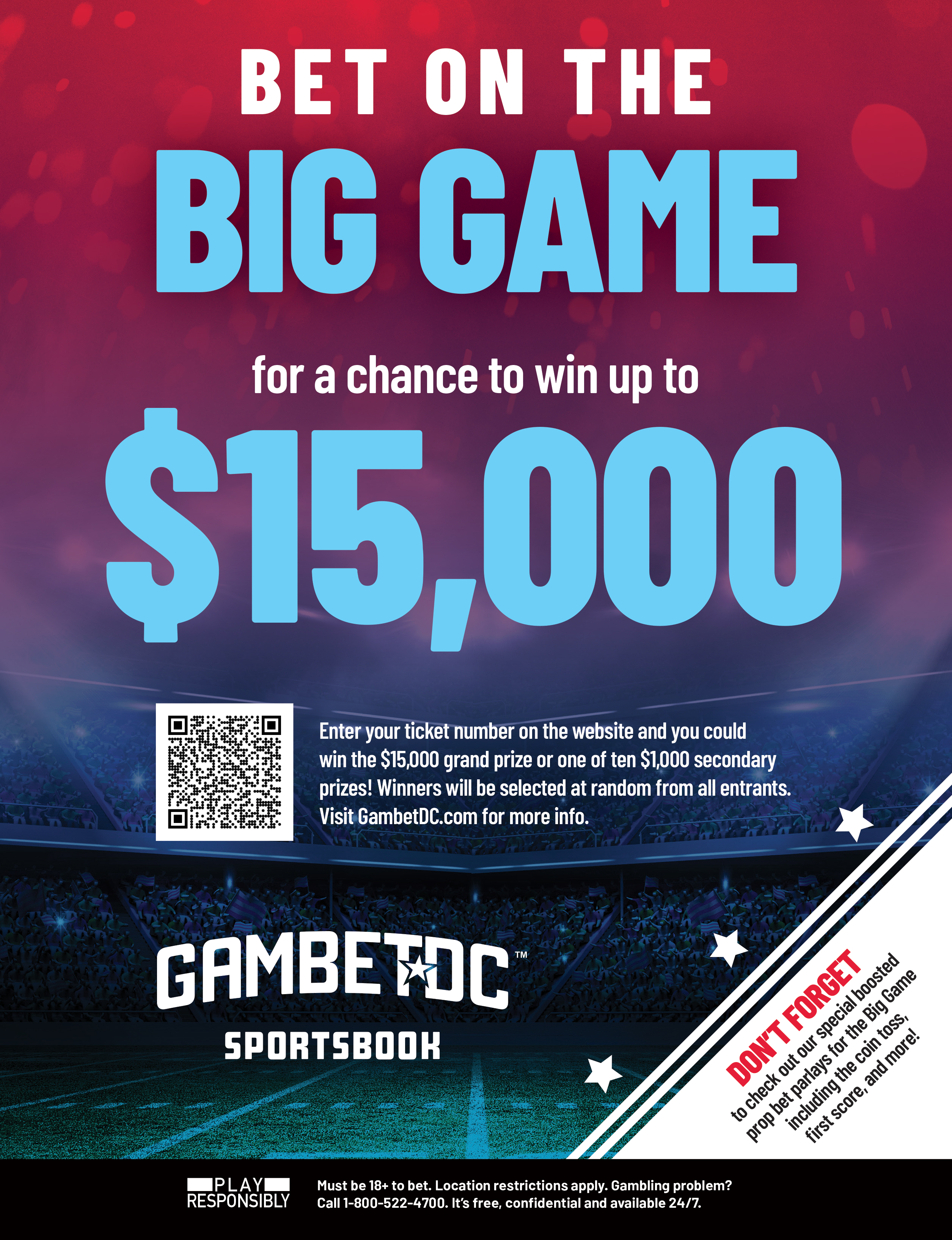 Win up to $15,000 for Betting on the Big Game