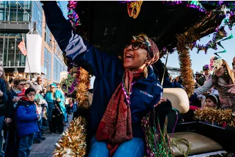 Mardi Gras 2020 Event - Woman Celebrating