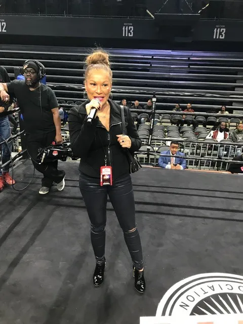 Woman in boxing ring