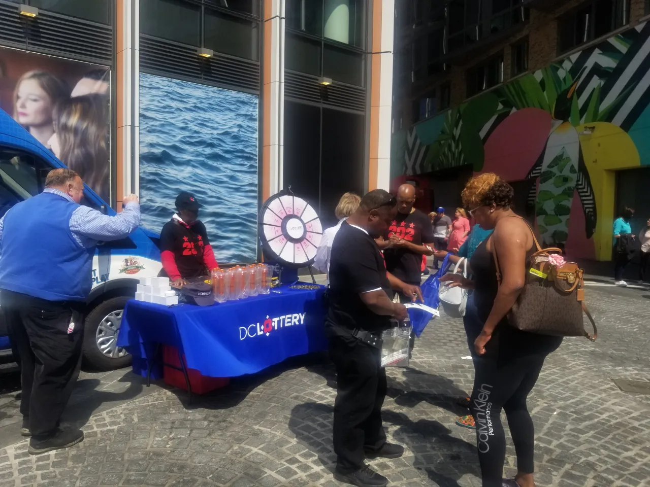 crowd at lottery truck