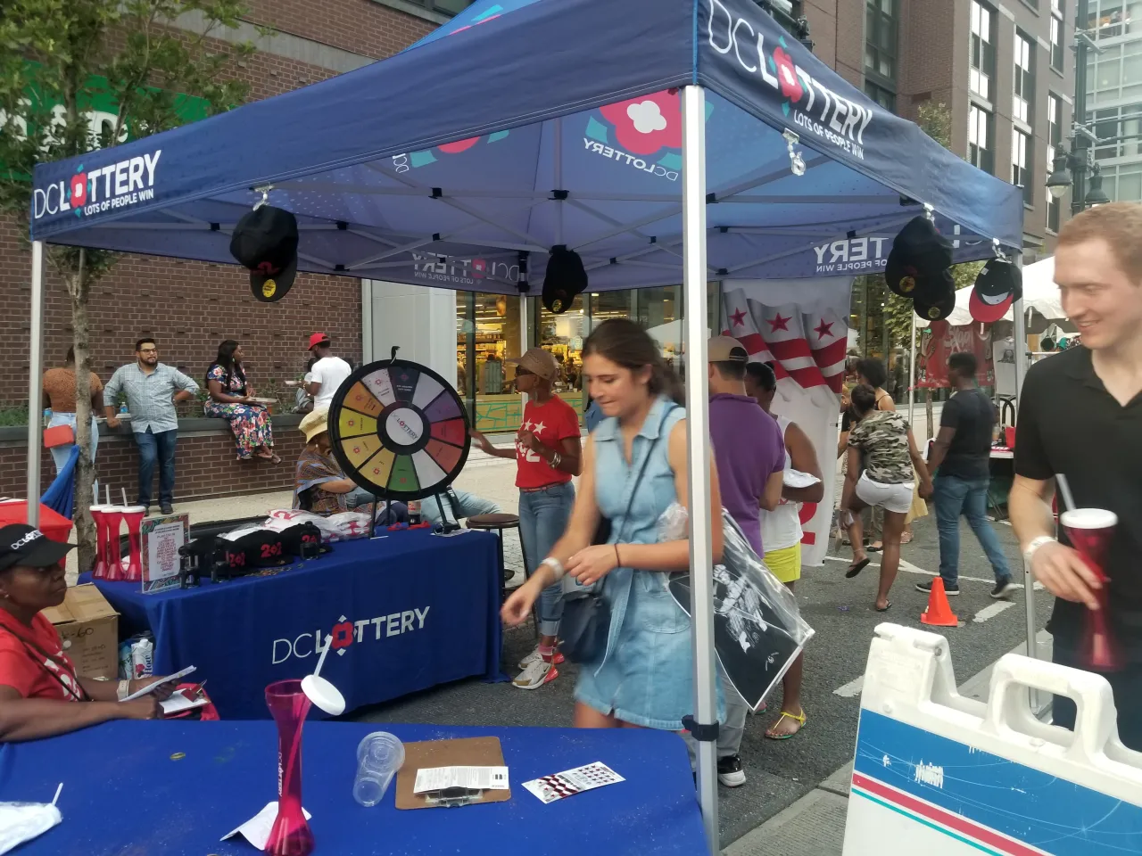 dc lottery tent and prize wheel