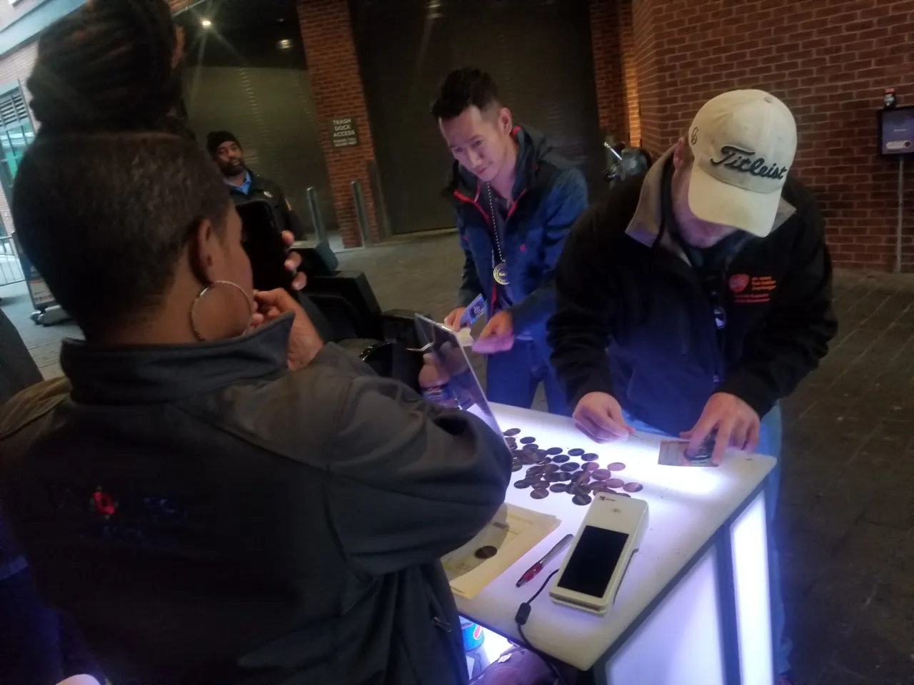 Player's scratching tickets