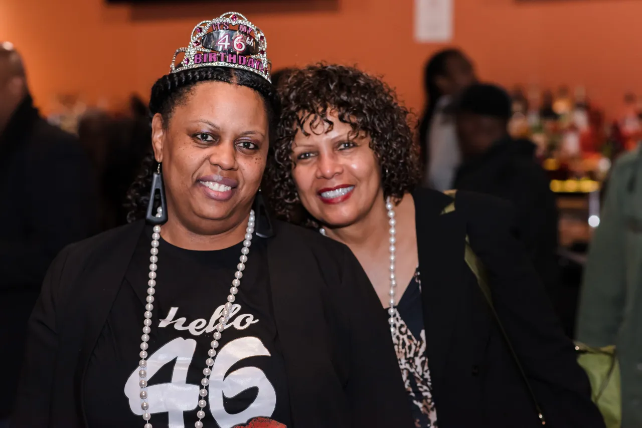Two women posing for a photo