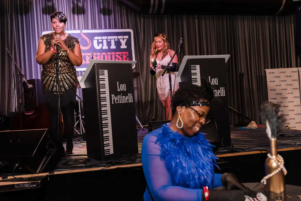 Hosts on stage